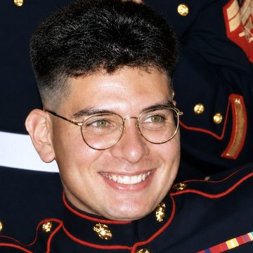 Manny DelaCruz in Marine Corps dress blues, early 1990s